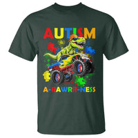 Funny Autism Awareness Dinosaur T Shirt Autism Arawrrness Monster Truck Puzzle Pieces