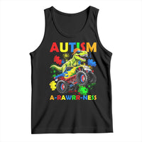 Funny Autism Awareness Dinosaur Tank Top Autism Arawrrness Monster Truck Puzzle Pieces