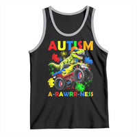 Funny Autism Awareness Dinosaur Tank Top Autism Arawrrness Monster Truck Puzzle Pieces