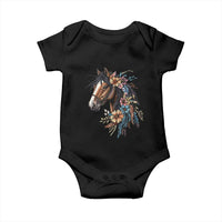 Floral Wild Horse Country Horse Riding Baby Onesie