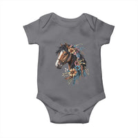 Floral Wild Horse Country Horse Riding Baby Onesie