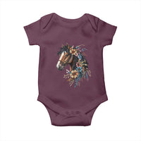 Floral Wild Horse Country Horse Riding Baby Onesie