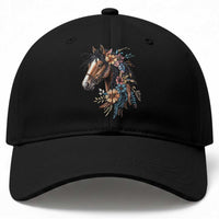 Floral Wild Horse Country Horse Riding Baseball Cap
