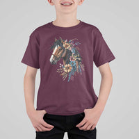 Floral Wild Horse Country Horse Riding T Shirt For Kid