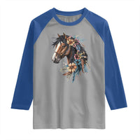 Floral Wild Horse Country Horse Riding Raglan Shirt