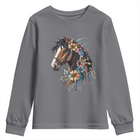 Floral Wild Horse Country Horse Riding Youth Sweatshirt