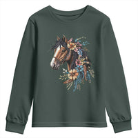 Floral Wild Horse Country Horse Riding Youth Sweatshirt