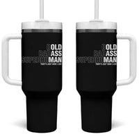 Funny Bold Badass Superhuman Tumbler With Handle Sarcastic Old Man Fathers Day