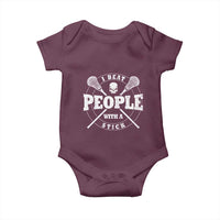 Funny Lacrosse Lax Baby Onesie I Beat People With A Stick Skull