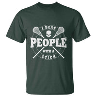 Funny Lacrosse Lax T Shirt I Beat People With A Stick Skull