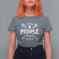 Funny Lacrosse Lax T Shirt For Women I Beat People With A Stick Skull
