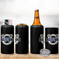 Funny Lax Lover Relax Bro 4 in 1 Can Cooler Tumbler Lacrosse Joke