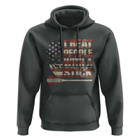 Funny Lacrosse Lax Hoodie I Beat People With A Stick Vintage American Flag
