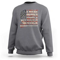 Funny Lacrosse Lax Sweatshirt I Beat People With A Stick Vintage American Flag