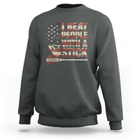 Funny Lacrosse Lax Sweatshirt I Beat People With A Stick Vintage American Flag
