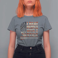 Funny Lacrosse Lax T Shirt For Women I Beat People With A Stick Vintage American Flag