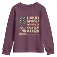 Funny Lacrosse Lax Youth Sweatshirt I Beat People With A Stick Vintage American Flag
