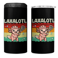 Funny Axolotl Lacrosse LAX Laxalotl 4 in 1 Can Cooler Tumbler Lacrosse Player Retro Vintage