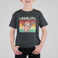 Funny Axolotl Lacrosse LAX Laxalotl T Shirt For Kid Lacrosse Player Retro Vintage