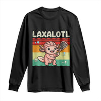Funny Axolotl Lacrosse LAX Laxalotl Long Sleeve Shirt Lacrosse Player Retro Vintage
