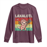 Funny Axolotl Lacrosse LAX Laxalotl Long Sleeve Shirt Lacrosse Player Retro Vintage