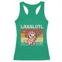 Funny Axolotl Lacrosse LAX Laxalotl Racerback Tank Top Lacrosse Player Retro Vintage