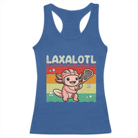 Funny Axolotl Lacrosse LAX Laxalotl Racerback Tank Top Lacrosse Player Retro Vintage
