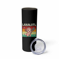 Funny Axolotl Lacrosse LAX Laxalotl Skinny Tumbler Lacrosse Player Retro Vintage