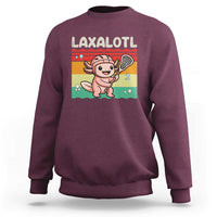 Funny Axolotl Lacrosse LAX Laxalotl Sweatshirt Lacrosse Player Retro Vintage