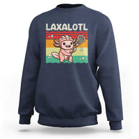 Funny Axolotl Lacrosse LAX Laxalotl Sweatshirt Lacrosse Player Retro Vintage
