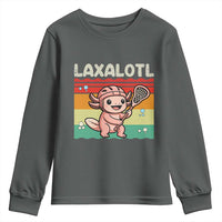 Funny Axolotl Lacrosse LAX Laxalotl Youth Sweatshirt Lacrosse Player Retro Vintage