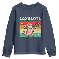 Funny Axolotl Lacrosse LAX Laxalotl Youth Sweatshirt Lacrosse Player Retro Vintage