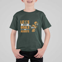 Funny Lacrosse Lax Player T Shirt For Kid Life's About Goals And Assists