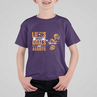 Funny Lacrosse Lax Player T Shirt For Kid Life's About Goals And Assists