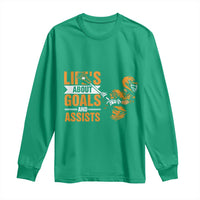 Funny Lacrosse Lax Player Long Sleeve Shirt Life's About Goals And Assists