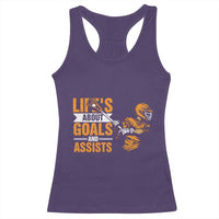Funny Lacrosse Lax Player Racerback Tank Top Life's About Goals And Assists