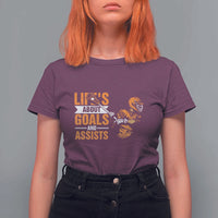 Funny Lacrosse Lax Player T Shirt For Women Life's About Goals And Assists