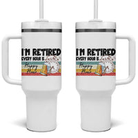 Funny Retirement Tumbler With Handle I'm Retired Every Hour Is A Happy Hour Retro Vintage - Wonder Print Shop