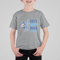 Soccer Lover T Shirt For Kid Life's About Goals And Assists Coach - Wonder Print Shop