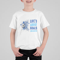 Soccer Lover T Shirt For Kid Life's About Goals And Assists Coach - Wonder Print Shop