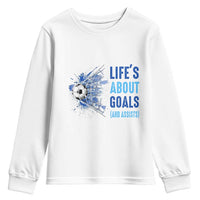 Soccer Lover Youth Sweatshirt Life's About Goals And Assists Coach - Wonder Print Shop