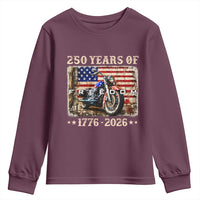 250 Years Of Freedom Motorcycle Patriotic Biker 1776 2026 Youth Sweatshirt