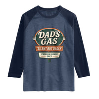 Dads Gas Silent But Dadly Raglan Shirt Funny Fart Dad Farting Father's Day