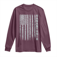 San Antonio Texas State Pride Vintage American Flag Long Sleeve Shirt