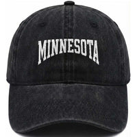 Minnesota MN State Throwback Design Vintage Washed Cotton Baseball Cap