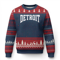 Detroit Michigan City Throwback Design Vintage Ugly Christmas Sweater