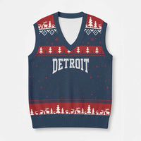 Detroit Michigan City Throwback Design Vintage V-Neck Knit Sweater Vest