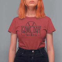 Funny Baseball T Shirt For Women Game Day Vibes Ball Softball Player - Wonder Print Shop