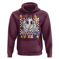 Funny Baseball Vibes Hoodie Retro Groove Green Ball Smiley Face - Wonder Print Shop