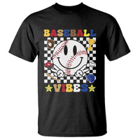 Funny Baseball Vibes T Shirt Retro Groove Green Ball Smiley Face - Wonder Print Shop